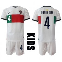 Portugal Ruben Dias #4 Bortedraktsett Barn VM 2022 Kortermet (+ Korte bukser)
